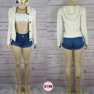 SO small off white hooded cardigan ( 5 for $20 )